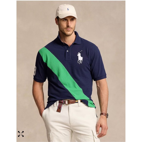 Polo Ralph Lauren Other - Polo Ralph Lauren Men's Big Pony Polo Shirt Navy Blue Green Stripe Rugby XXL